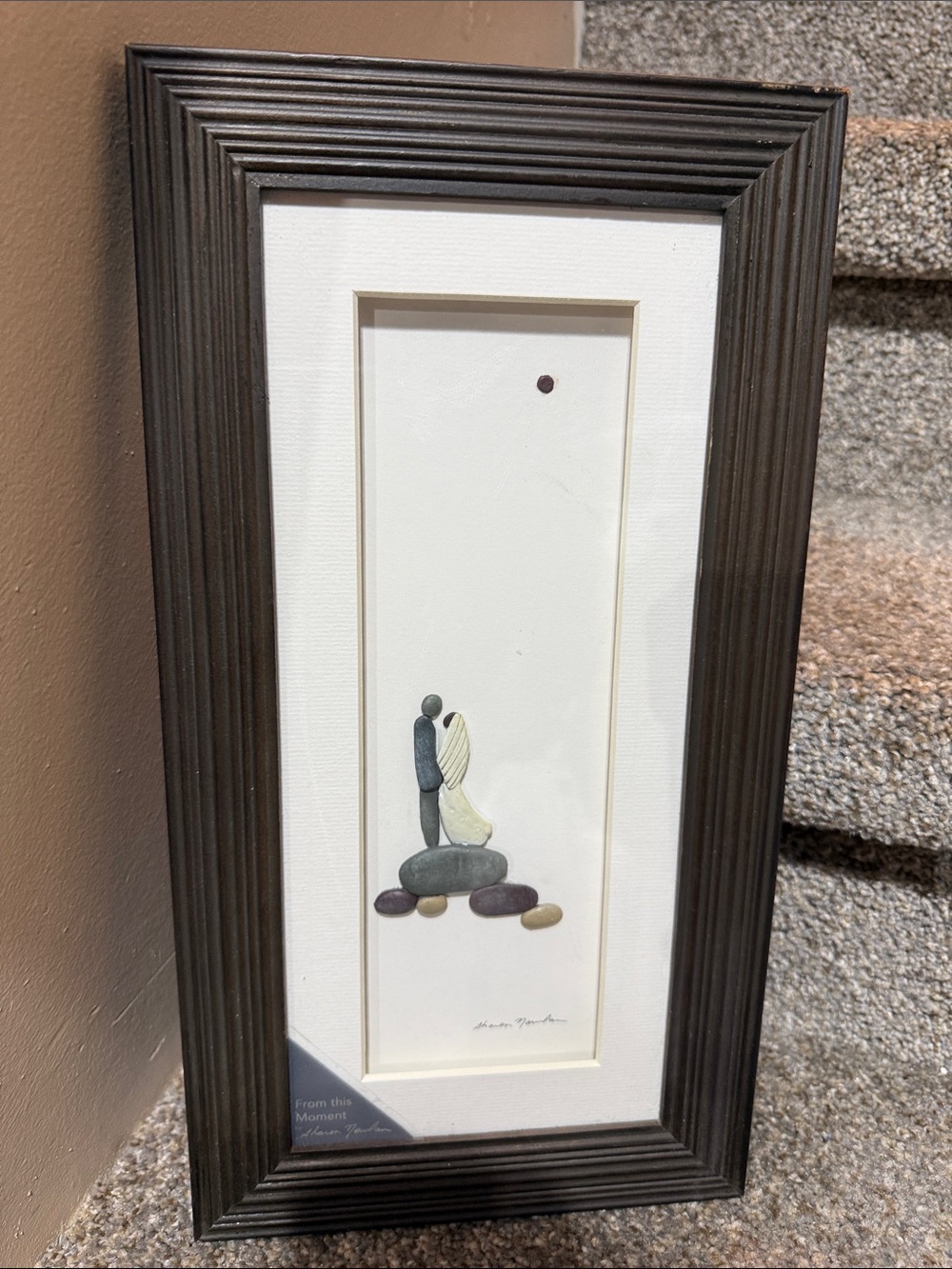 NEW Sharon Nowlan From This Moment Framed Picture 3D Wood & Stone Beach Wedding